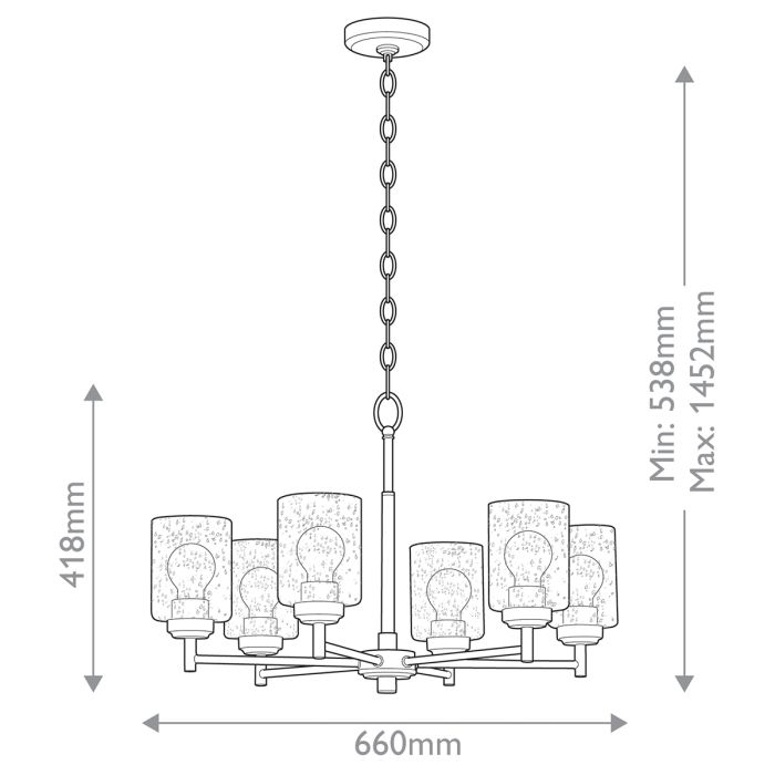 Kichler Winslow 6-Light Natural Brass Clear Seeded Glass Chandelier