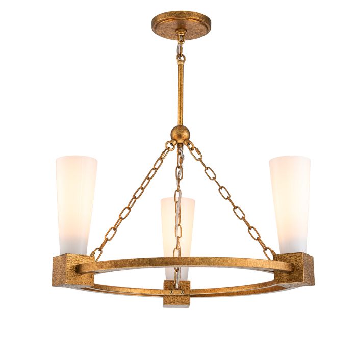 Elstead Lighting Kristy 3-Light Distressed Gold Wagon Wheel Chandelier
