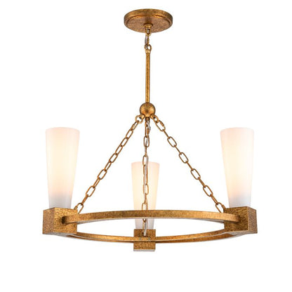 Elstead Lighting Kristy 3-Light Distressed Gold Wagon Wheel Chandelier