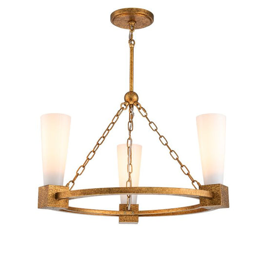 Elstead Lighting Kristy 3-Light Distressed Gold Wagon Wheel Chandelier