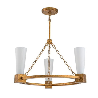 Elstead Lighting Kristy 3-Light Distressed Gold Wagon Wheel Chandelier