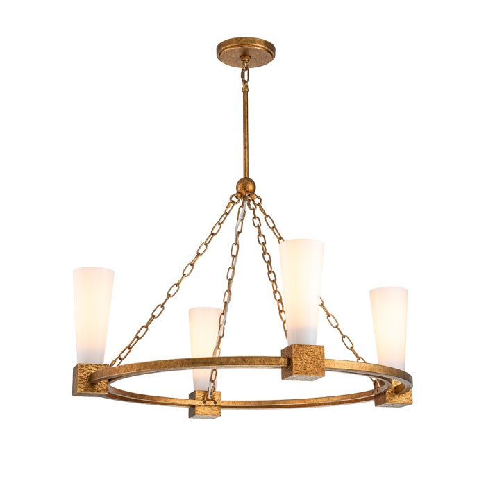 Elstead Lighting Kristy 4-Light Distressed Gold Wagon Wheel Chandelier