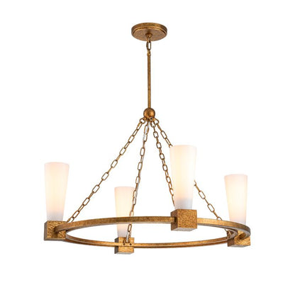Elstead Lighting Kristy 4-Light Distressed Gold Wagon Wheel Chandelier