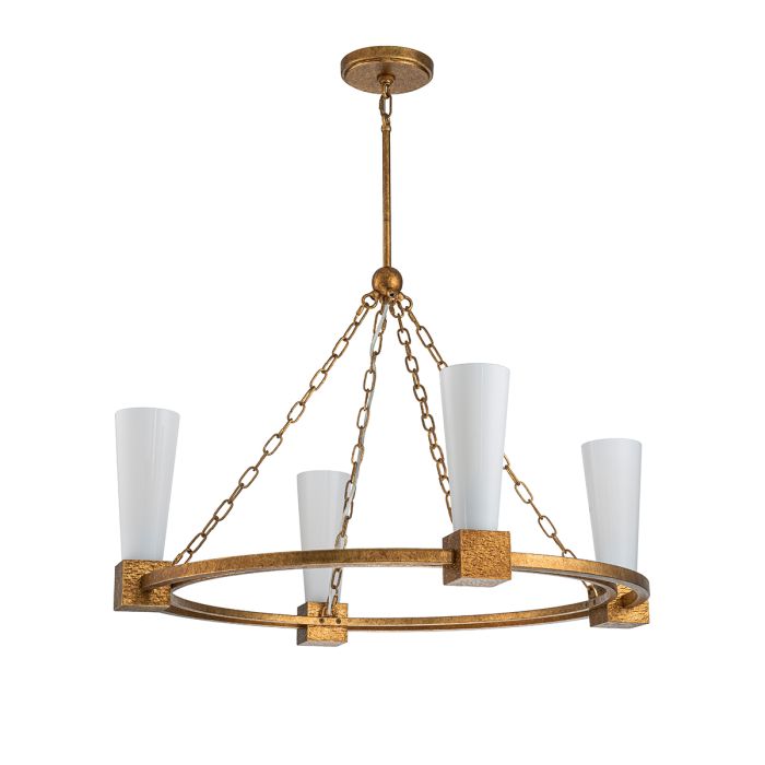 Elstead Lighting Kristy 4-Light Distressed Gold Wagon Wheel Chandelier