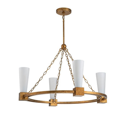 Elstead Lighting Kristy 4-Light Distressed Gold Wagon Wheel Chandelier