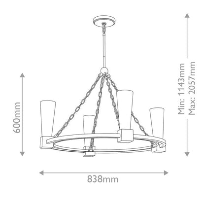 Elstead Lighting Kristy 4-Light Distressed Gold Wagon Wheel Chandelier
