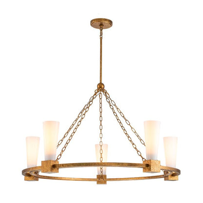 Elstead Lighting Kristy 5-Light Distressed Gold Wagon Wheel Chandelier
