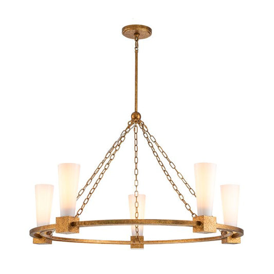 Elstead Lighting Kristy 5-Light Distressed Gold Wagon Wheel Chandelier