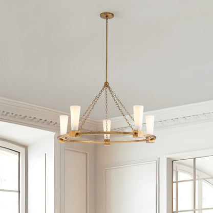 Elstead Lighting Kristy 5-Light Distressed Gold Wagon Wheel Chandelier