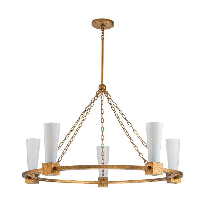 Elstead Lighting Kristy 5-Light Distressed Gold Wagon Wheel Chandelier