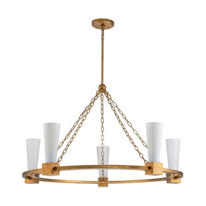 Elstead Lighting Kristy 5-Light Distressed Gold Wagon Wheel Chandelier