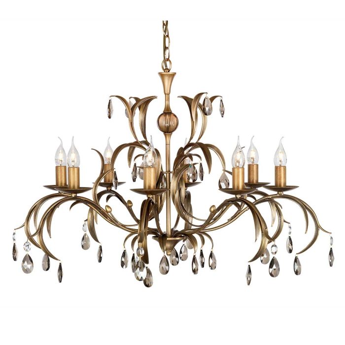 Elstead Lighting Lily 8-Light Bronze Patina Smoked Candle Chandelier