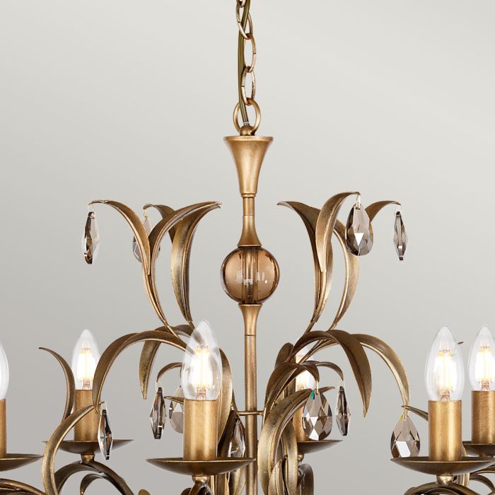 Elstead Lighting Lily 8-Light Bronze Patina Smoked Candle Chandelier