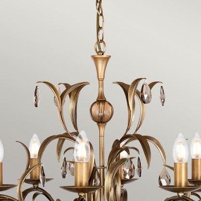 Elstead Lighting Lily 8-Light Bronze Patina Smoked Candle Chandelier