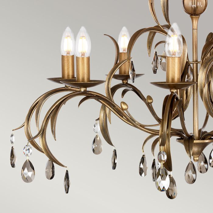 Elstead Lighting Lily 8-Light Bronze Patina Smoked Candle Chandelier