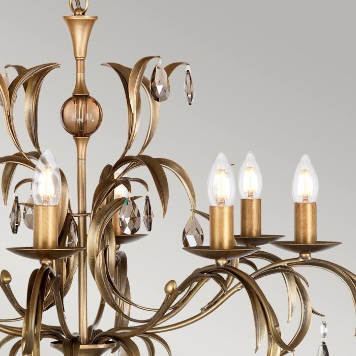 Elstead Lighting Lily 8-Light Bronze Patina Smoked Candle Chandelier