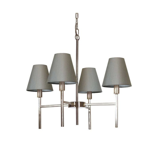 Elstead Lighting Lucerne 4-Light Brushed Nickel Grey Modern Shade Chandelier