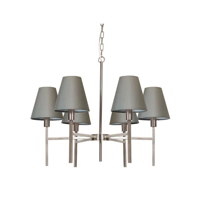 Elstead Lighting Lucerne 6-Light Brushed Nickel Grey Modern Shade Chandelier