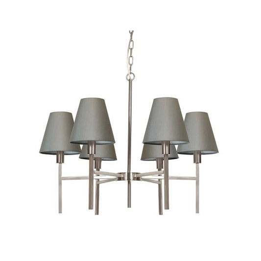 Elstead Lighting Lucerne 6-Light Brushed Nickel Grey Modern Shade Chandelier