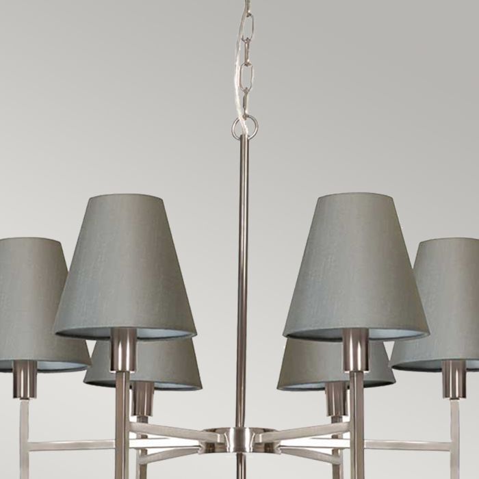 Elstead Lighting Lucerne 6-Light Brushed Nickel Grey Modern Shade Chandelier