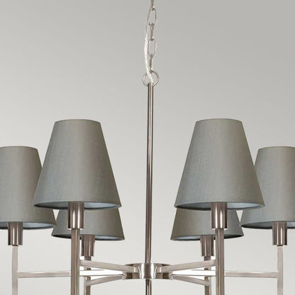 Elstead Lighting Lucerne 6-Light Brushed Nickel Grey Modern Shade Chandelier