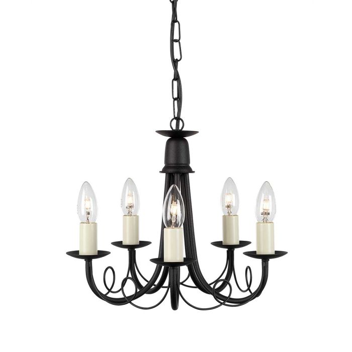 Elstead Lighting Minster 5-Light Black Candle Chandelier