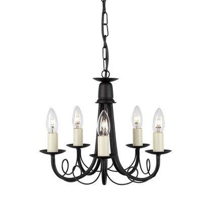 Elstead Lighting Minster 5-Light Black Candle Chandelier
