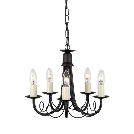 Elstead Lighting Minster 5-Light Black Candle Chandelier