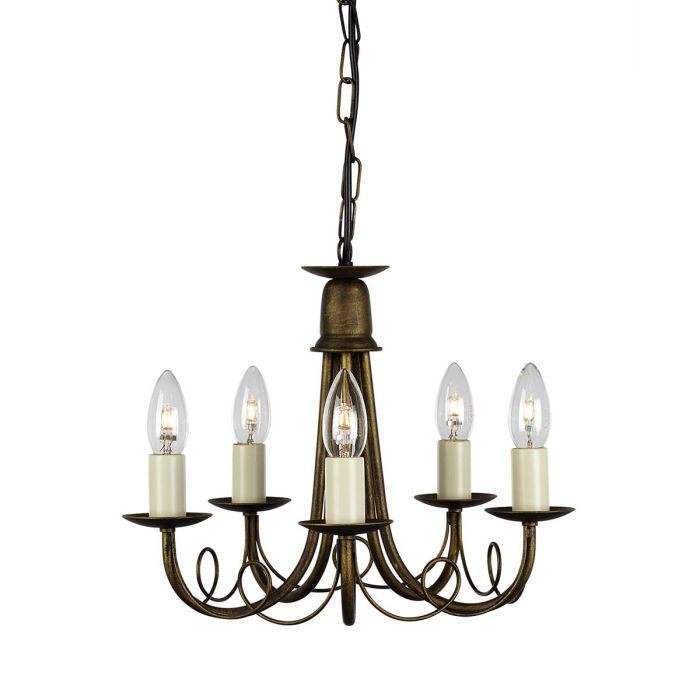 Elstead Lighting Minster 5-Light Black with Gold Patina Candle Chandelier