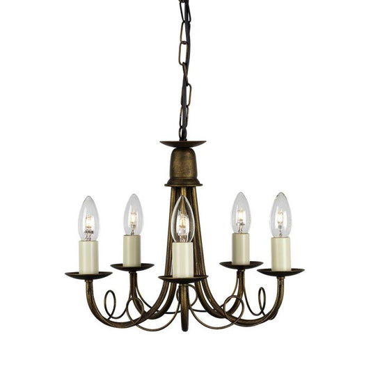 Elstead Lighting Minster 5-Light Black with Gold Patina Candle Chandelier