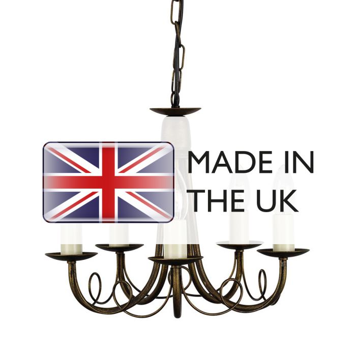 Elstead Lighting Minster 5-Light Black with Gold Patina Candle Chandelier