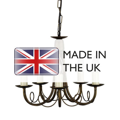 Elstead Lighting Minster 5-Light Black with Gold Patina Candle Chandelier
