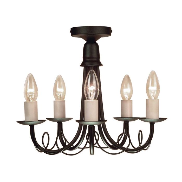Elstead Lighting Minster 5-Light Black Candle Chandelier