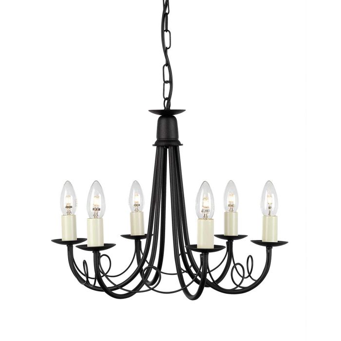Elstead Lighting Minster 6-Light Black Candle Chandelier