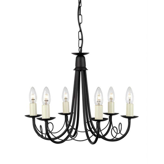 Elstead Lighting Minster 6-Light Black Candle Chandelier
