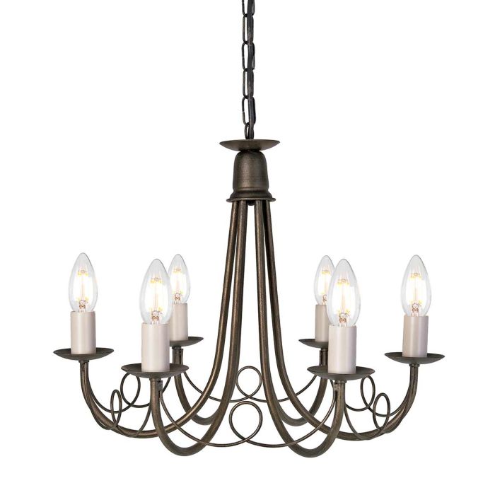 Elstead Lighting Minster 6-Light Black with Gold Patina Candle Chandelier