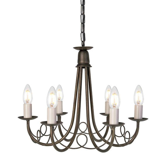 Elstead Lighting Minster 6-Light Black with Gold Patina Candle Chandelier