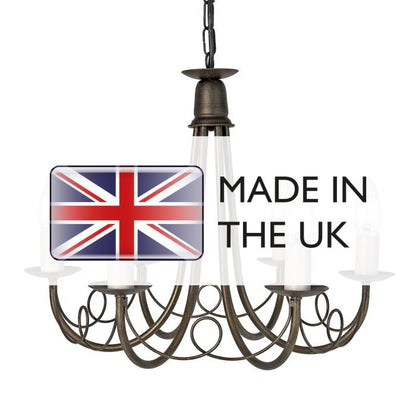 Elstead Lighting Minster 6-Light Black with Gold Patina Candle Chandelier