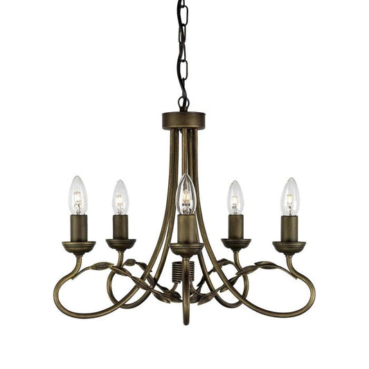 Elstead Lighting Olivia 5-Light Black with Gold Patina Candle Chandelier