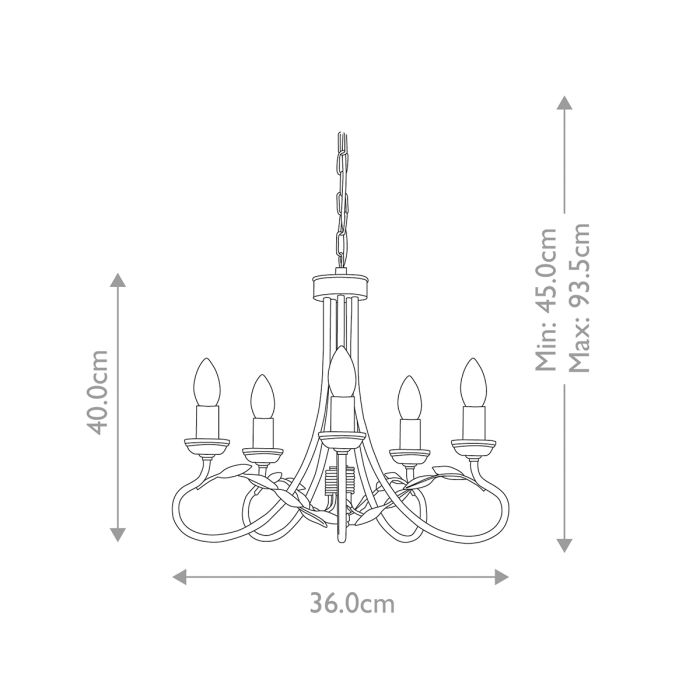 Elstead Lighting Olivia 5-Light Ivory with Gold Patina Candle Chandelier