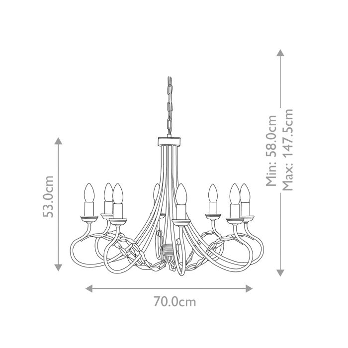 Elstead Lighting Olivia 8-Light Black with Gold Patina Candle Chandelier