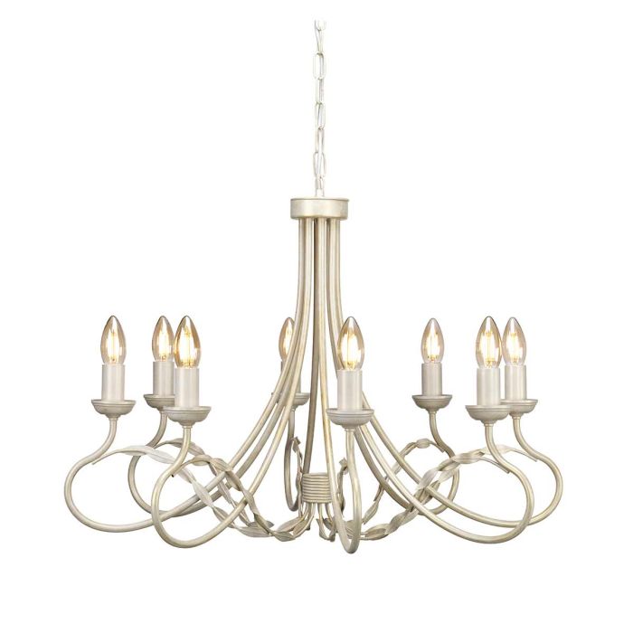 Elstead Lighting Olivia 8-Light Ivory with Gold Patina Candle Chandelier