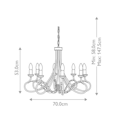 Elstead Lighting Olivia 8-Light Ivory with Gold Patina Candle Chandelier
