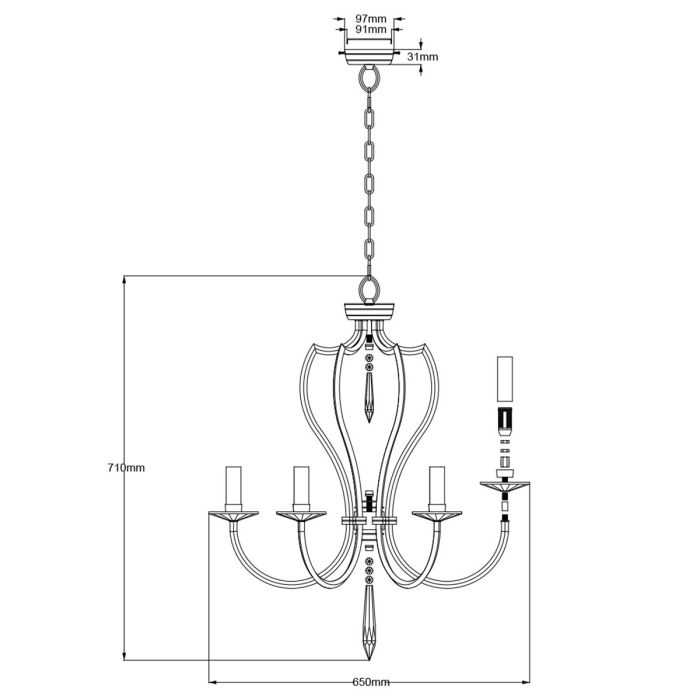 Elstead Lighting Pimlico 6-Light Dark Bronze Candle Chandelier