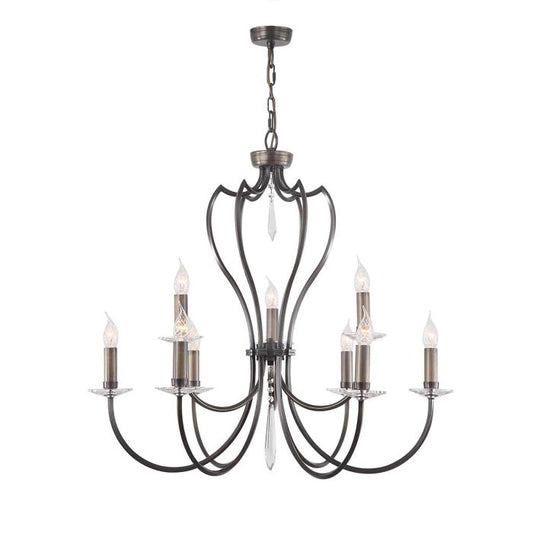 Elstead Lighting Pimlico 9-Light Dark Bronze Candle Chandelier
