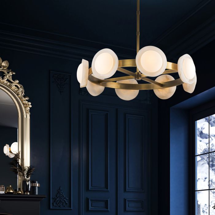Alora Alonso 8-Light LED Vintage Brass Modern Chandelier
