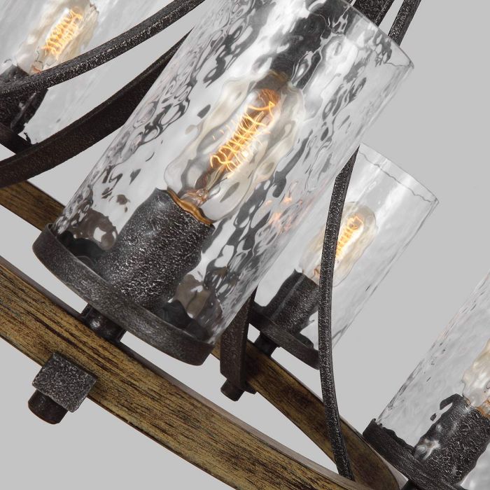 Generation Lighting (Feiss) Angelo 5-Light Distressed Weathered Oak & Slate Grey Metal Wagon Wheel Chandelier