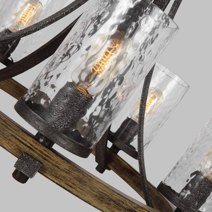 Generation Lighting (Feiss) Angelo 5-Light Distressed Weathered Oak & Slate Grey Metal Wagon Wheel Chandelier