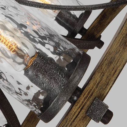 Generation Lighting (Feiss) Angelo 5-Light Distressed Weathered Oak & Slate Grey Metal Wagon Wheel Chandelier