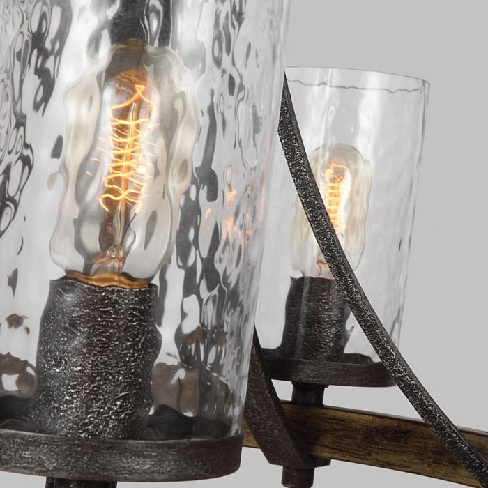 Generation Lighting (Feiss) Angelo 5-Light Distressed Weathered Oak & Slate Grey Metal Wagon Wheel Chandelier